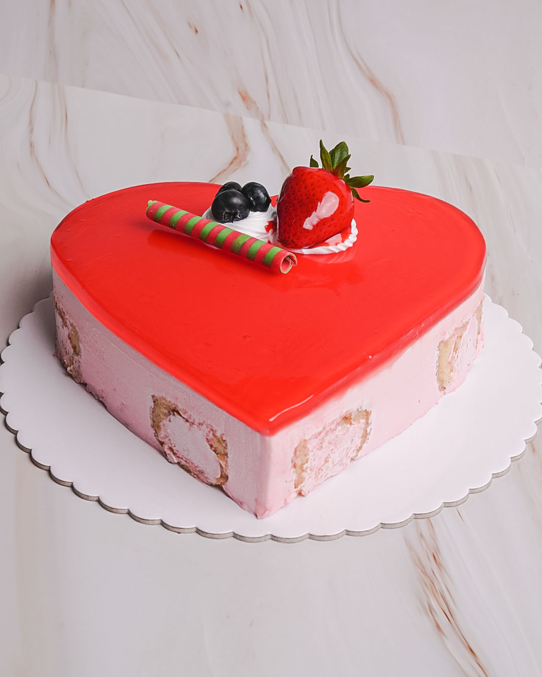 Helada de fresa corazon